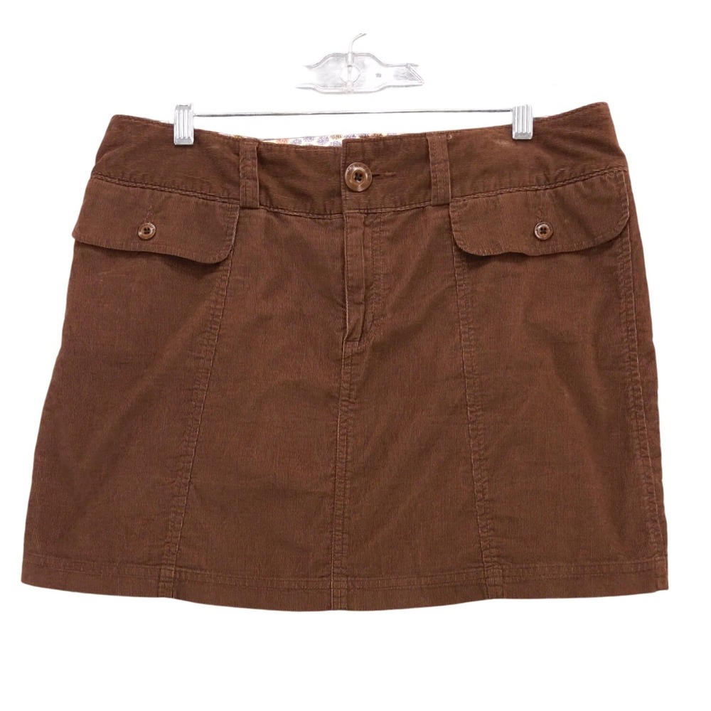 Horny Toad & Co Corduroy Mini Skirt‎ Brown Womens Size 12 Pockets Casual